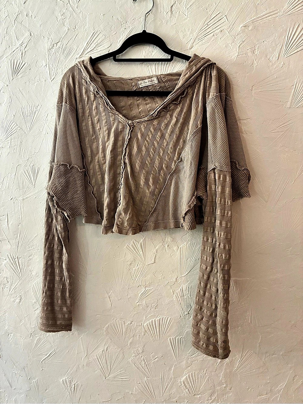 Free People Long Sleeve Textured Top in Brown